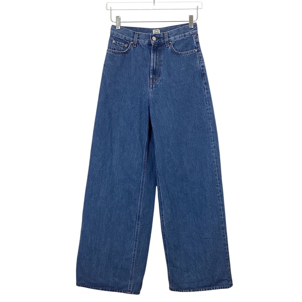 TOTEME Wide Leg Denim Jeans Size 26 Blue High Rise Hemmed 29” Inseam